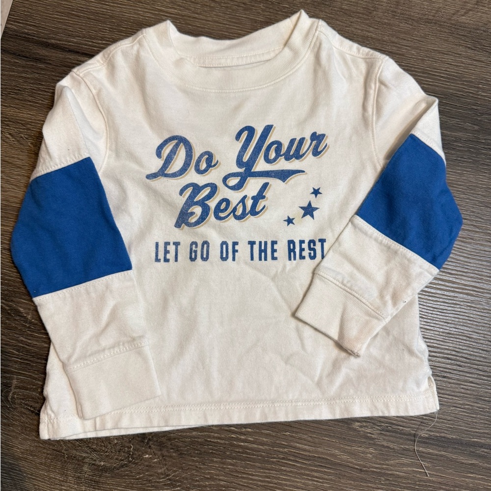 Old Navy Cream and Blue Kids Long Sleeve Tee